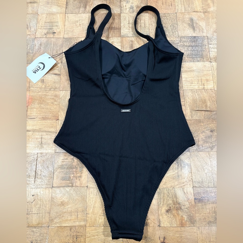 ZYIA Black Ribbed One-Piece Swimsuit - Picture 2 of 5